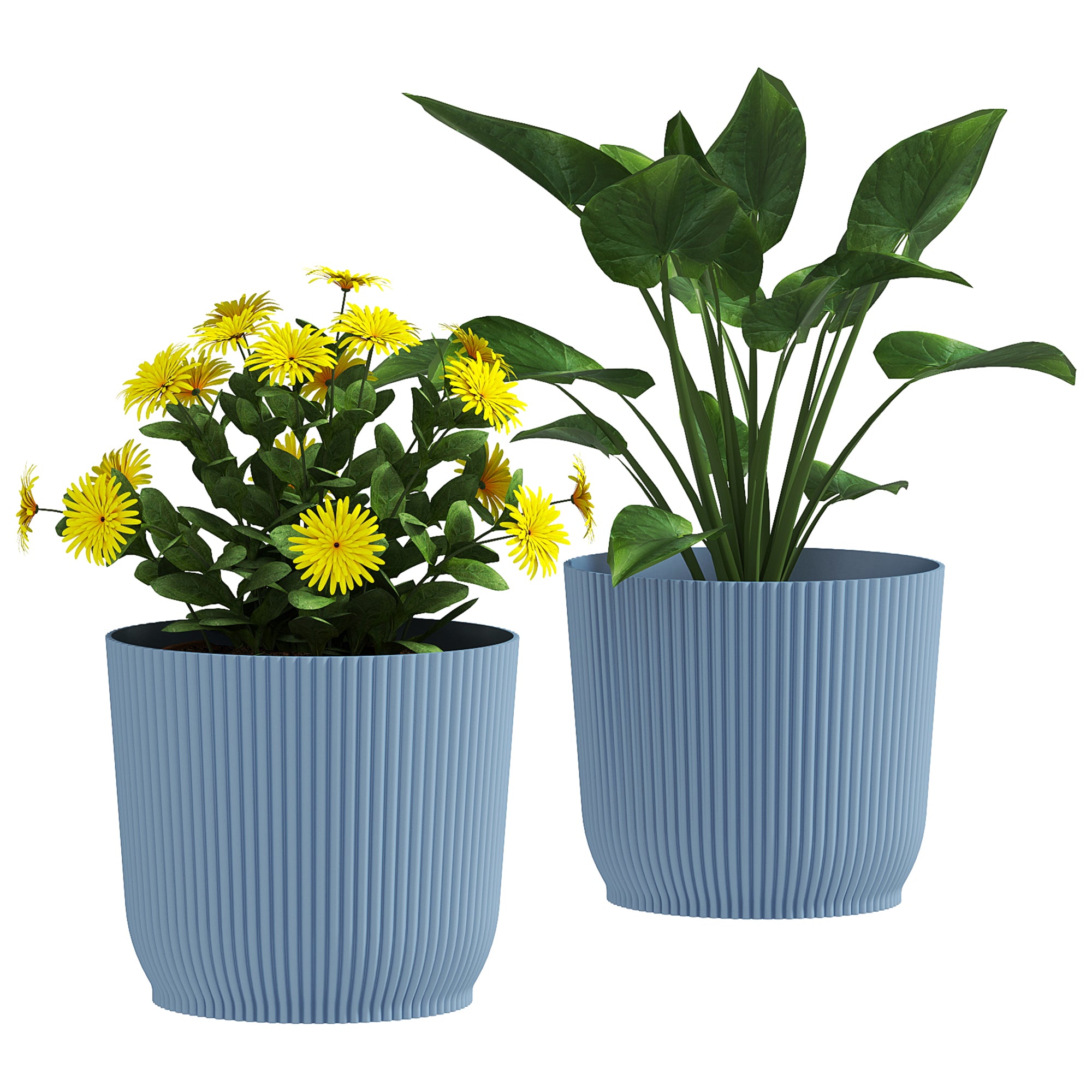 Outsunny Set of Two \'d0\'a422cm Planters - Blue