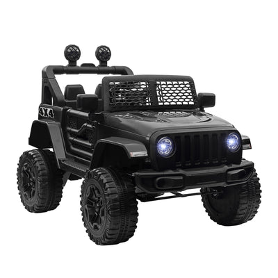 HOMCOM Kids Electric Ride On Car 12V Off Road Toy with Parental Remote Control 2 Motors Horn Lights Suspension Wheels for 3-6 Years Old Black 