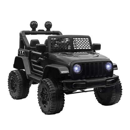 HOMCOM Kids Electric Ride On Car 12V Off Road Toy with Parental Remote Control 2 Motors Horn Lights Suspension Wheels for 3-6 Years Old Black 
