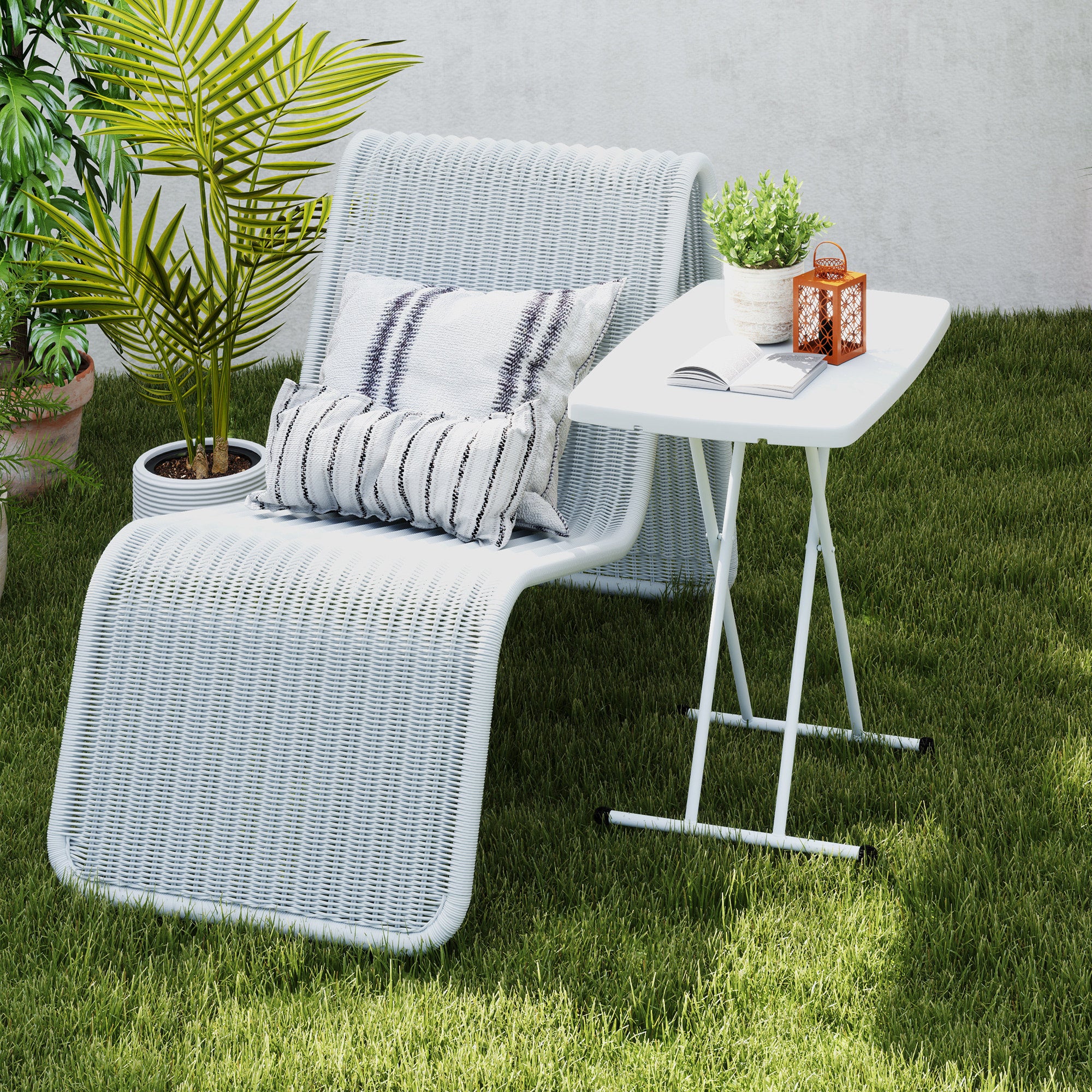 Outsunny Minimal Folding Outdoor Table - White