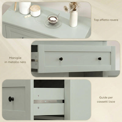 HOMCOM Sideboard Storage Cabinet, Modern Kitchen Cupboard with Adjustable Shelf, Drawer and Double Doors, Green 