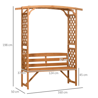 Outsunny Garden Bench, Wooden Garden Arbour with Seat for Vines/Climbing Plants, Brown 