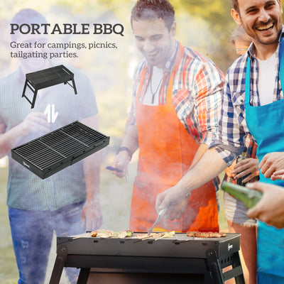 Outsunny Foldable Charcoal Grill - Black 