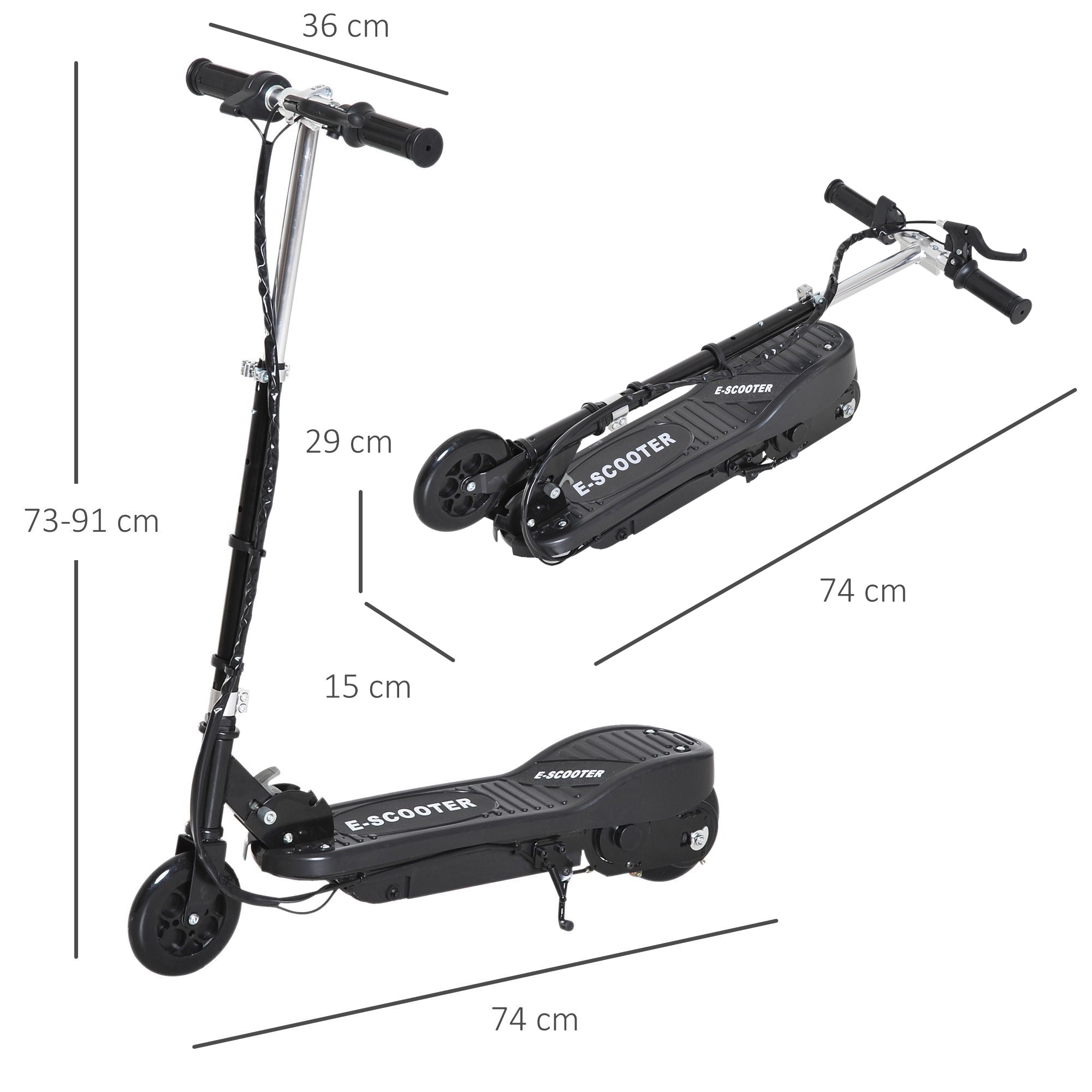 HOMCOM Folding Kids Electric Scooter Ride on Toy, Age 7-14-Black 