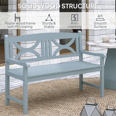 Outsunny 2-Seater Wooden Garden Bench Outdoor Patio Loveseat for Porch, Grey 