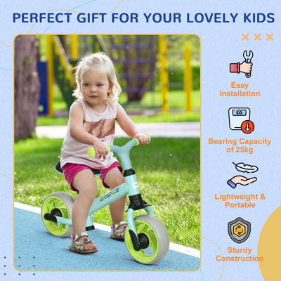 AIYAPLAY 8" Balance Bike, Lightweight Training Bike for Children, with Adjustable Seat, EVA Wheels, Easy installation - Green 