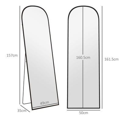 HOMCOM 162cm Aluminium Frame Standing Mirror - Black 