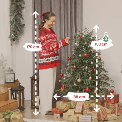 HOMCOM 5 ft Full Spruce Christmas Tree with Realistic Dense Tips, Easy Assembly - Green 