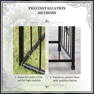 Outsunny Metal Garden Arbor Arch with Double Doors, 2 Side Planter Baskets, Climbing Vine Frame, Black 