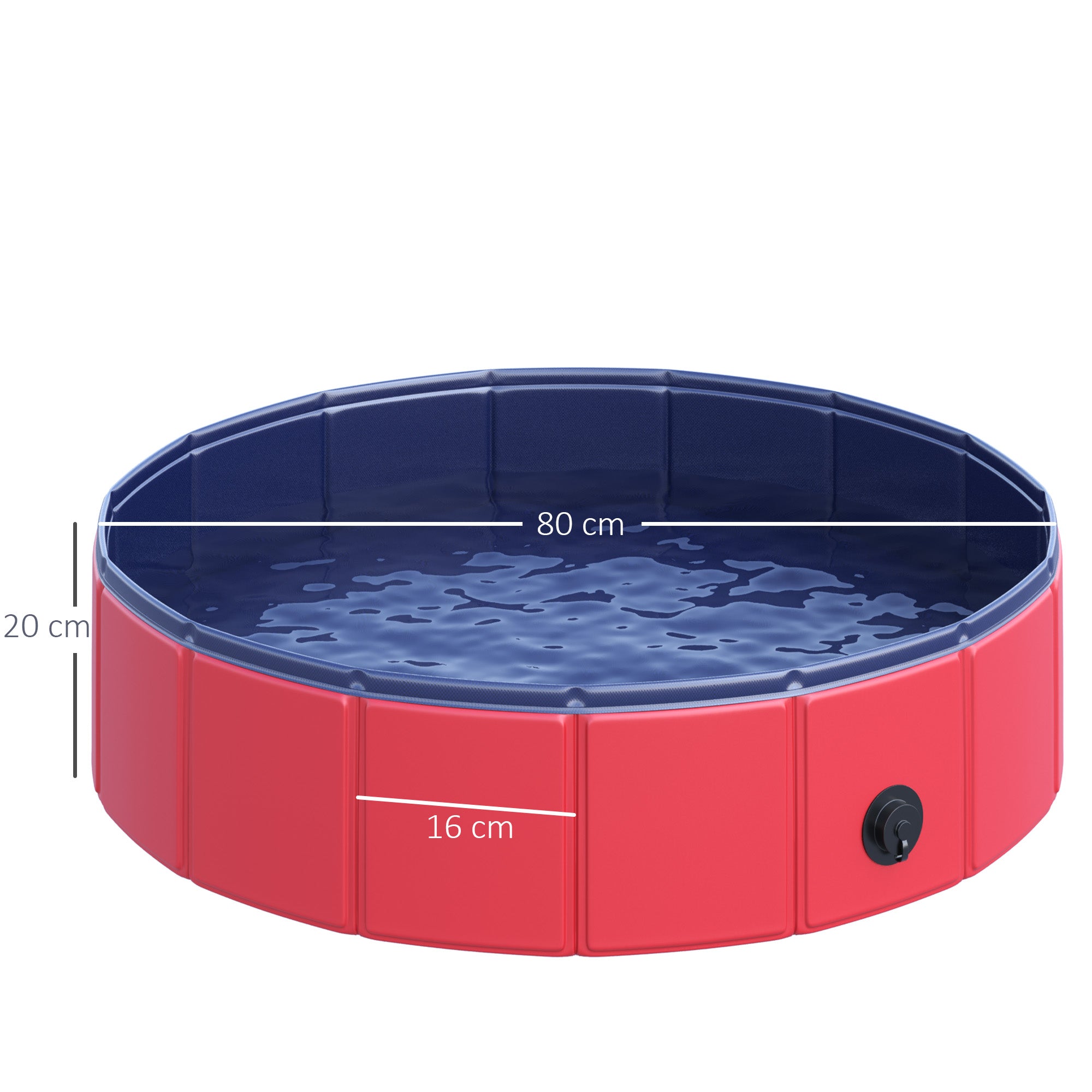 PawHut Foldable Dog Paddling Pool Pet Cat Swimming Pool Indoor/Outdoor Collapsible Summer Bathing Tub Shower Tub Puppy Washer (Φ80 × 20H cm, Red) 