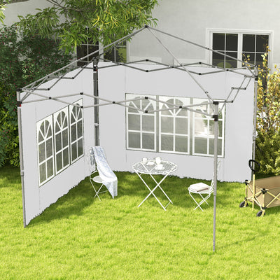 Outsunny Gazebo Side Panels, Sides Replacement with Window for 3x3(m) or 3x4m Pop Up Gazebo, 2 Pack, White 