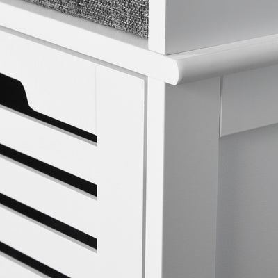HOMCOM Shoe Storage Bench with 3 Drawers & Removable Grey Seat Cushion Hallway Organisation furniture 