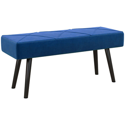 HOMCOM End of Bed Bench with X-Shape Design and Steel Legs, Upholstered Hallway Bench for Bedroom, Blue 