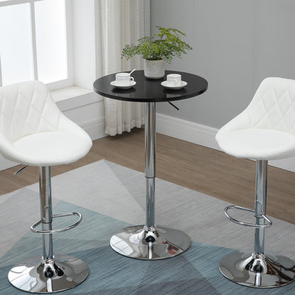 HOMCOM Round Height Adjustable Bar Table Counter Pub Desk with Metal Base for Home Bar, Dining Room, Kitchen, Black 