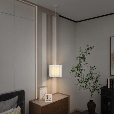 HOMCOM Linen Pendant Light, Modern Wave Ceiling Light Shade, E27 Lampshade for Living Room, Bedroom, Kitchen, Hallway, White 