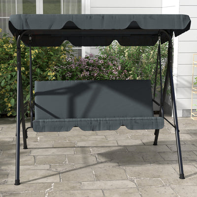 Outsunny Three-Seater Garden Swing Chair, with Adjustable Canopy - Grey 