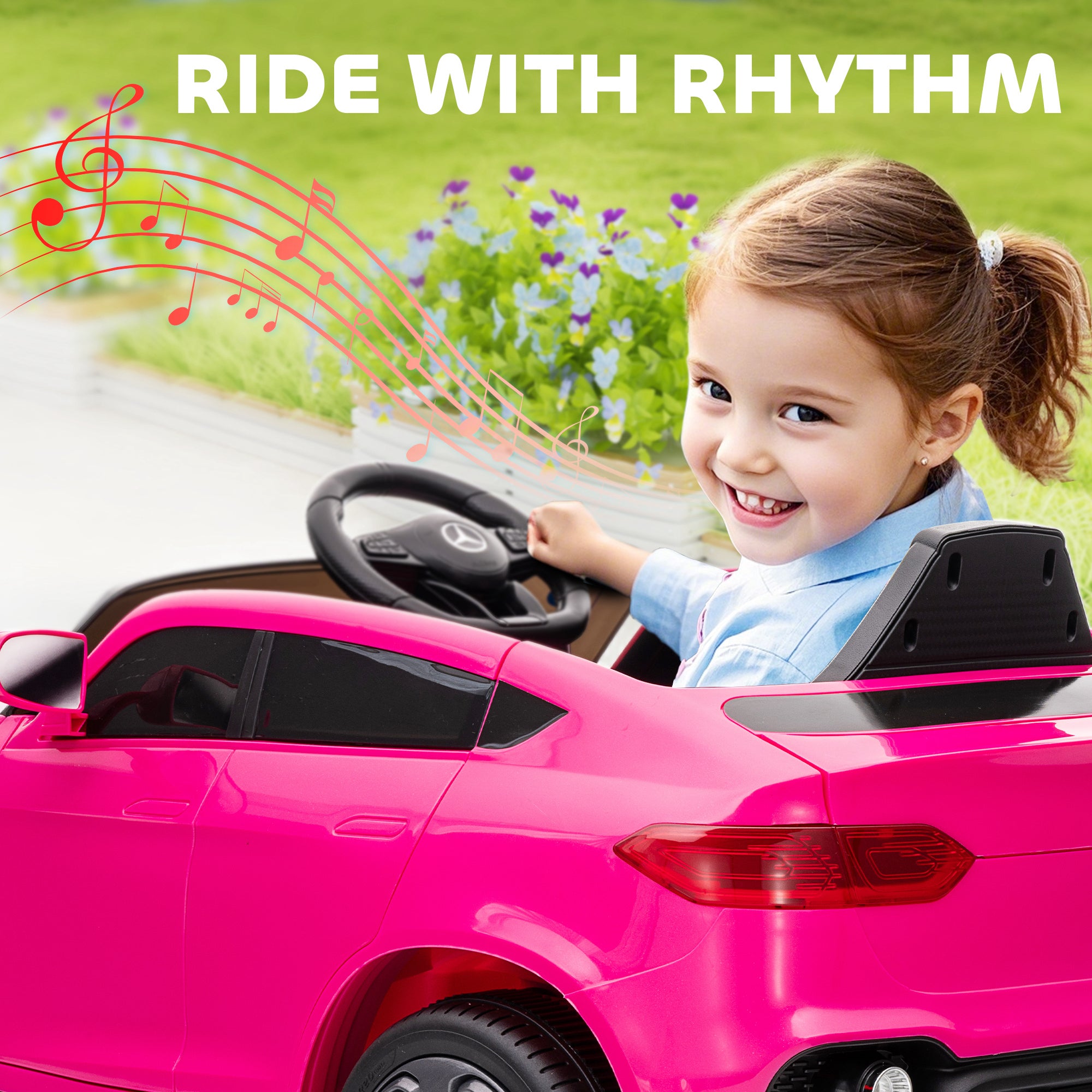 AIYAPLAY Mercedes-Benz GLC Licensed Kids Ride on Car with Remote Control, Soft Start, MP3, LED Headlights, Pink