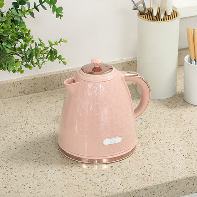 HOMCOM 3kW Rapid Boil Honeycomb Kettle - Light Pink 