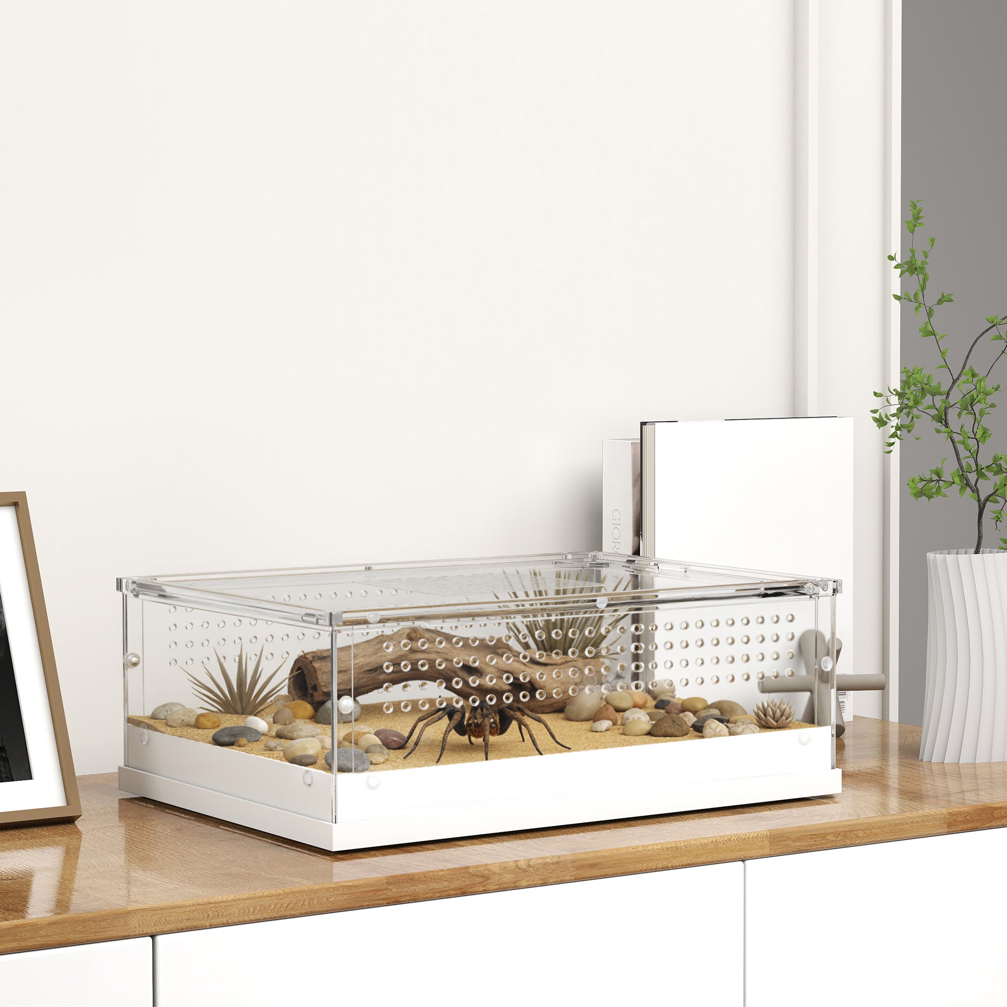 PawHut Acrylic Reptile Terrarium with Top Sliding Door, Vents,  for Snake, Frog, Spider, Gecko, Tarantula, 40 x 30 x 15 cm 