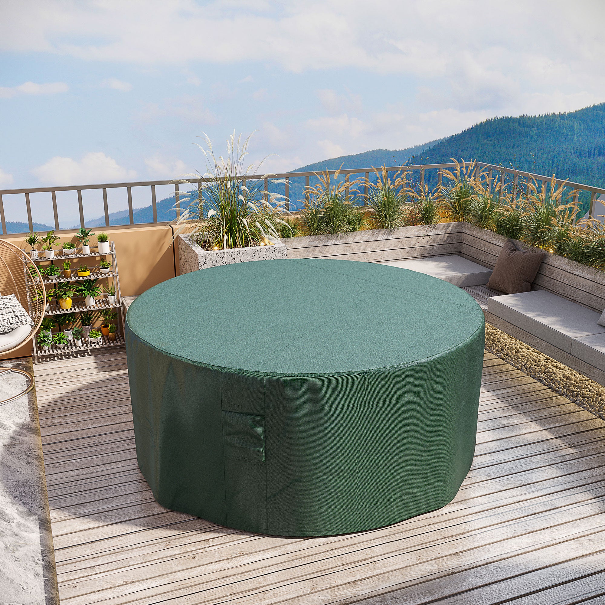 Outsunny Garden  Patio Large Furniture Set Round Cover 600D Oxford Waterproof Ф193 x 80H cm 