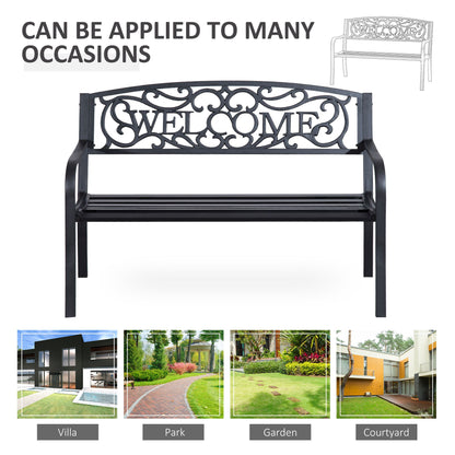 Outsunny 126Lx60Wx85H cm Steel Bench-Black 