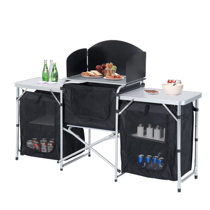 Outsunny Multi-Storage Portable Camping Kitchen, with Heat-Resistant Tabletops and Bag 