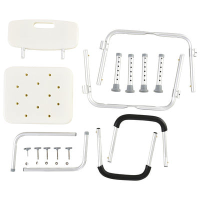 HOMCOM Adjustable Shower Chair, Shower Seat, Portable Medical Stool with Adjustable Back and Armrest for Mobility 