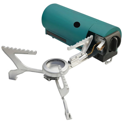 Outsunny 2670W Foldable Camping Stove with Safety Shut-Off, Piezo Ignition Gas Stove with Carry Bag, Green 