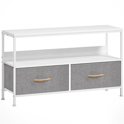 HOMCOM TV Stand Cabinet with 2 Foldable Drawers - White 