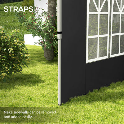 Outsunny Gazebo Side Panels, Sides Replacement with Window for 3x3(m) or 3x4m Pop Up Gazebo, 2 Pack, Black 