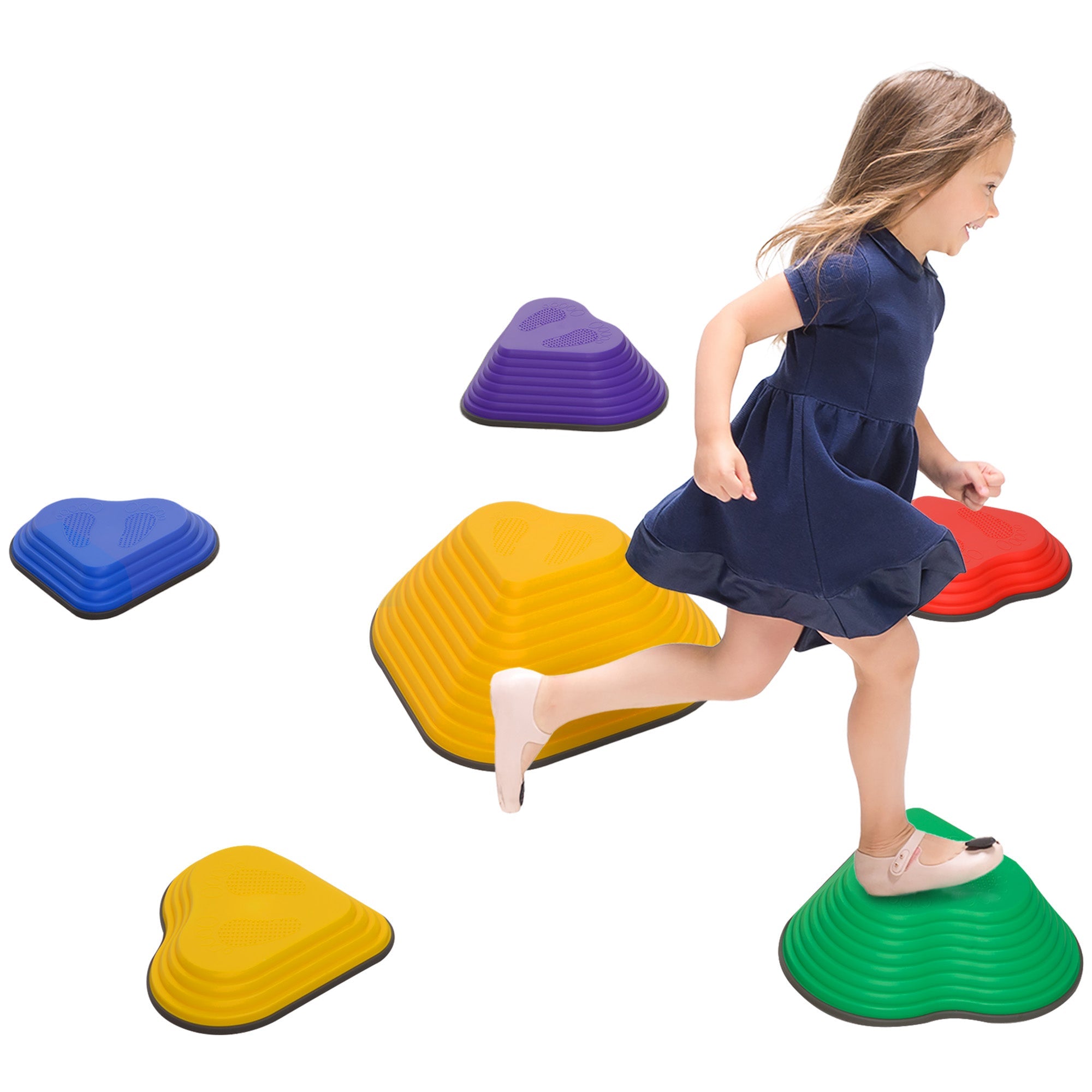 AIYAPLAY 6-Piece Heart-Shaped Kids Balance Stepping Stones and Motor Skills, Multicoloured 