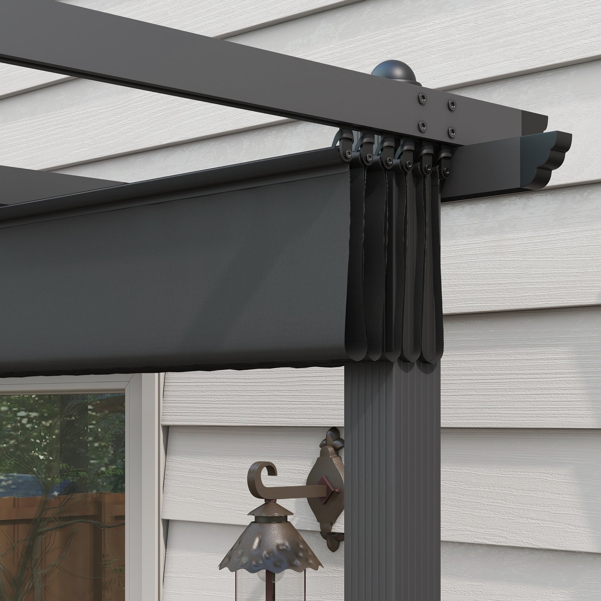 Outsunny 3 x 4m Aluminium Pergola, with Retractable Roof - Dark Grey