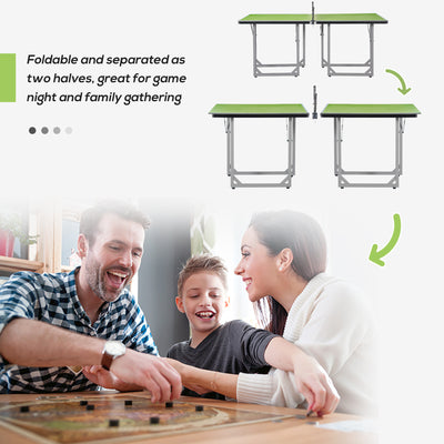 HOMCOM 6ft 182cm Mini Table Tennis Table Folding Ping Pong Table with Net Multi-Use Table for Indoor Outdoor Game, Green 