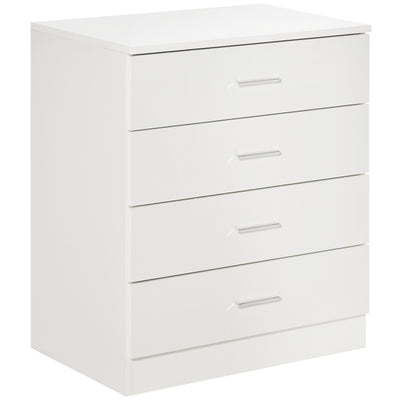HOMCOM Chest of Drawers, 4 Drawers Storage Cabinet with Metal Rails, Anti-Tip for Playroom, Nursery Room, Hallway, etc 