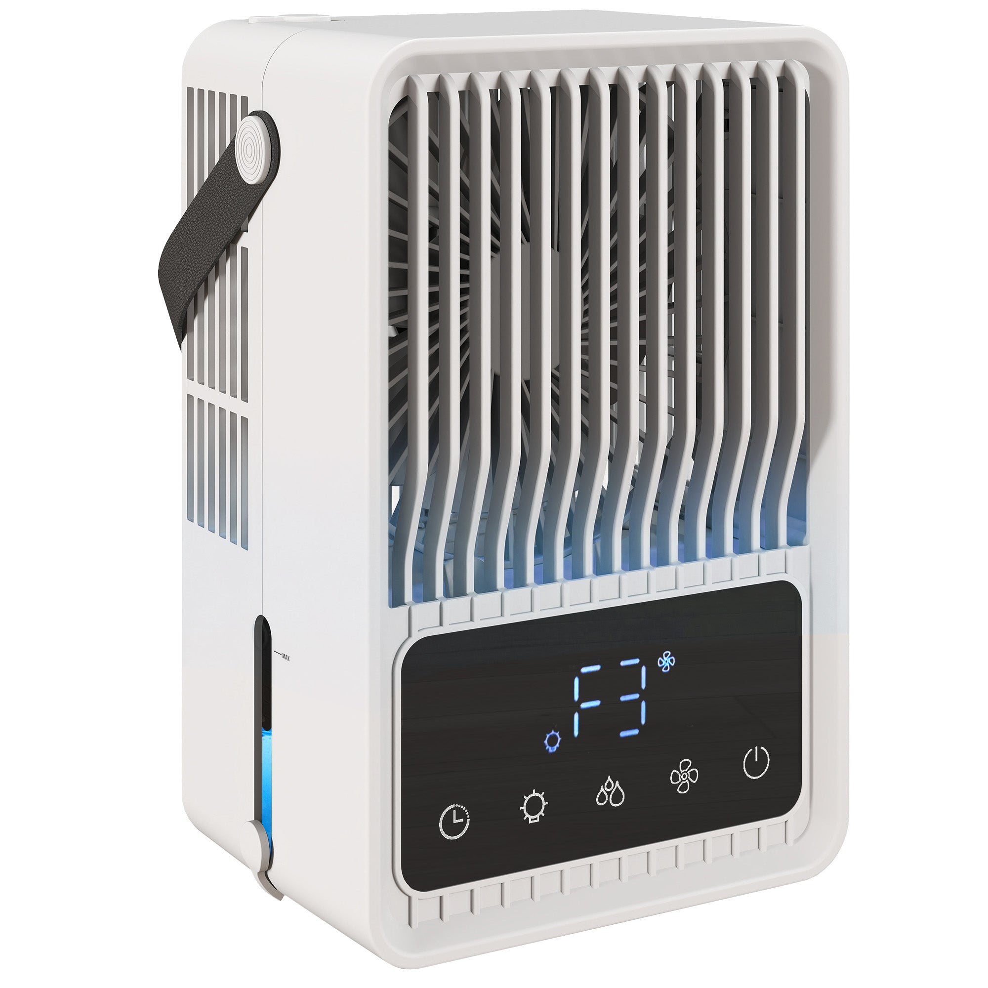 HOMCOM Portable Air Conditioner, 4-in-1 Mini Air Cooler with 3 Wind Speed, 2 Mist Mode, 7 Colour RGB Light, Black 