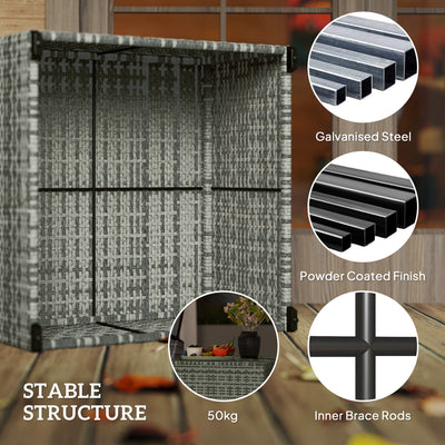 Outsunny 62 x 62cm Glass-Top Rattan Side Table - Light Grey 