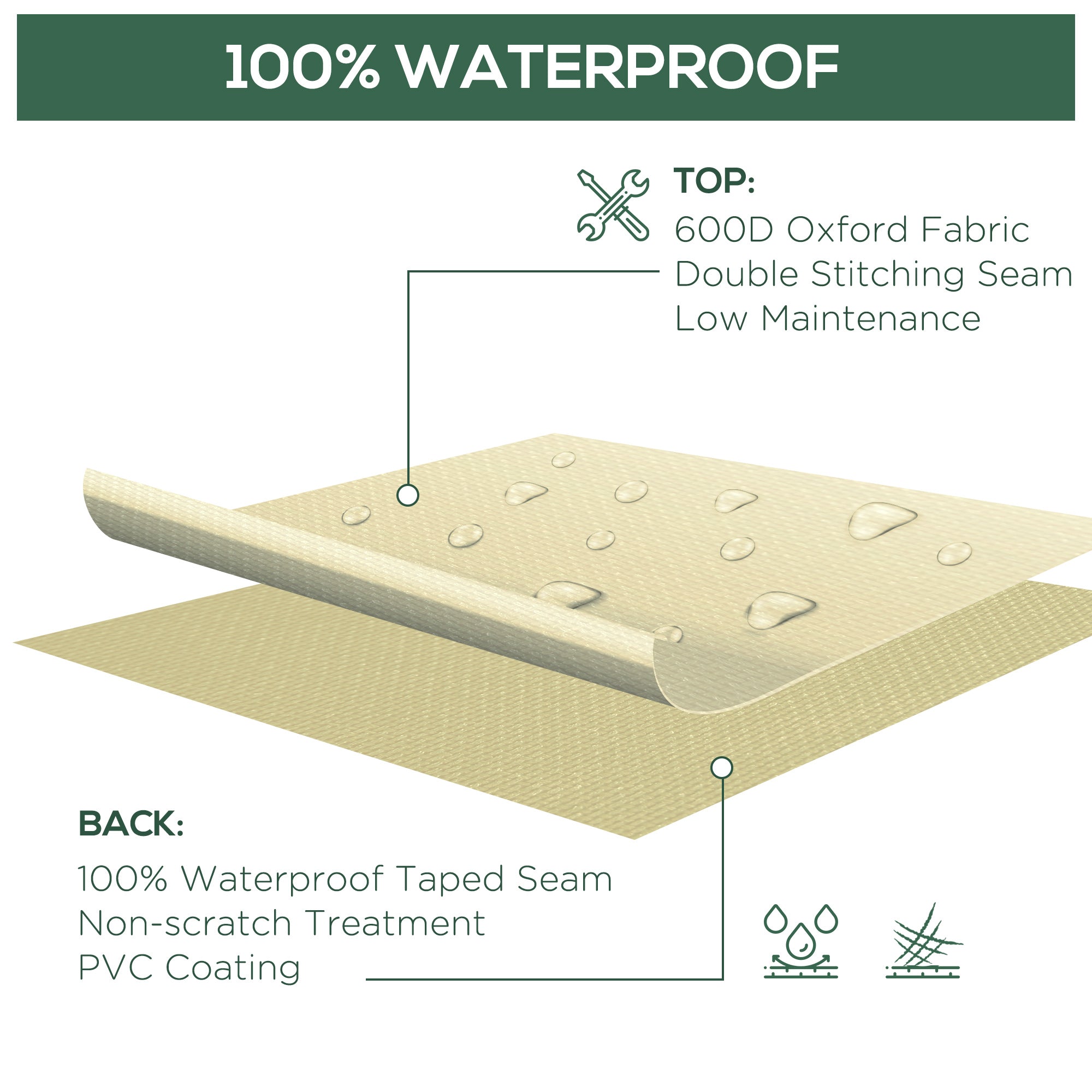 Outsunny 600D Oxford Cloth Furniture Cover 3 Seat Rattan Chair Protector Large Garden Patio Outdoor Waterproof L152 x W87 x H58-79cm 