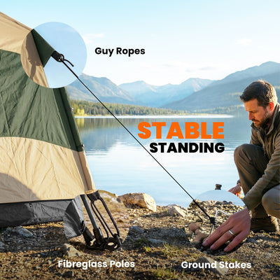 Outsunny Double Layer Instant Pop Up Tent with Rainfly, Portable Camping Shelter with Sewn-in Groundsheet and Carry Bag, Khaki 
