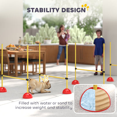 PawHut 4 Piece Dog Agility Equipment with 4 Hurdle & Carry Bag for Jump Training, Yellow 