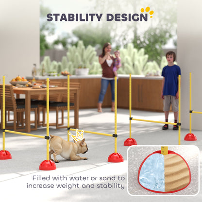PawHut 4 Piece Dog Agility Equipment with 4 Hurdle & Carry Bag for Jump Training, Yellow 