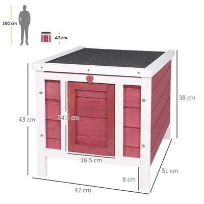 PawHut Wooden Rabbit Hutch 51 x 42 x 43 cm, Red 