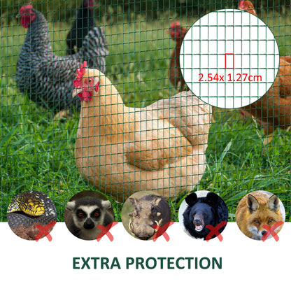Pawhut PVC Coated Welded Wire Mesh Fencing Chicken Poultry Aviary Fence Run Hutch Pet Rabbit 30m Dark Green 