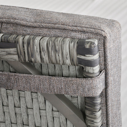 Outsunny 2 Seater Patio Wicker Chaise Lounge Sofa Set with Fabric Cushion, Grey 