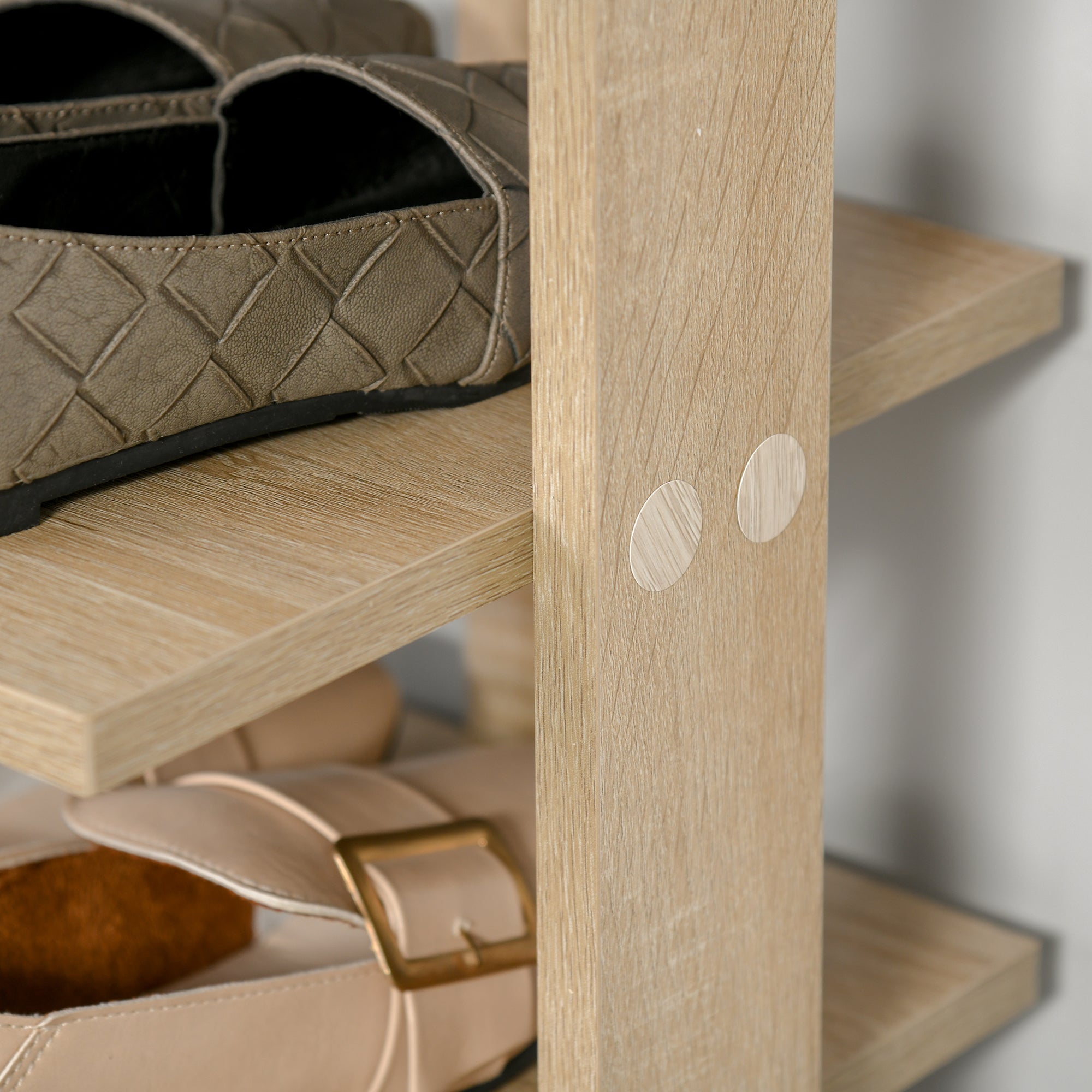 HOMCOM 7 Tier Shoe Rack Organizer Storage Shelf Wooden Display Cabinet for Entryway Living Room Bedroom Oak 