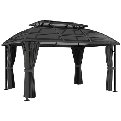 Outsunny 4 x 3m Aluminium Frame Hard Gazebo, with Accessories - Black 