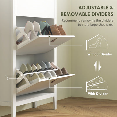 HOMCOM Modern Three-Drawer Shoe Cabinet - White 