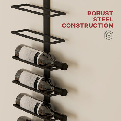 HOMCOM 10-Tier Wall Mount Wine Rack, Steel Wall Wine Rack for 10 Wine Bottles, Wall Wine Display Rack for Kitchen, Dining Room, Home Bar, Black 