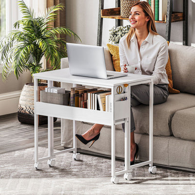 HOMCOM 80 cm Drop Leaf Writing Work Desk - White 