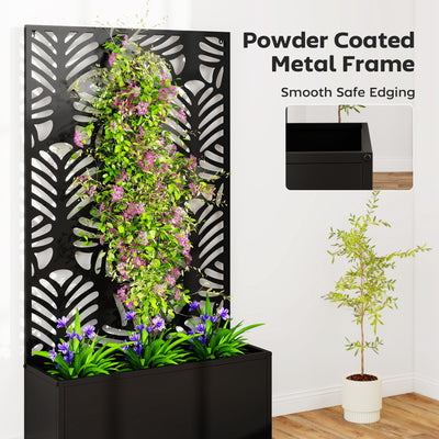 Outsunny Metal Garden Bed for Garden with Trellis, Wall Mounted or Freestanding Raised Planter with Privacy Screen 