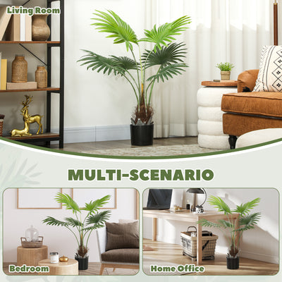 HOMCOM 94cm Artificial Palm Tree, Decorative Artificial Plant with Lifelike PEVA Leaves and Coconut Coir, Fake Tree with Plastic Pot and Flocking for Home Office Decor, Green 